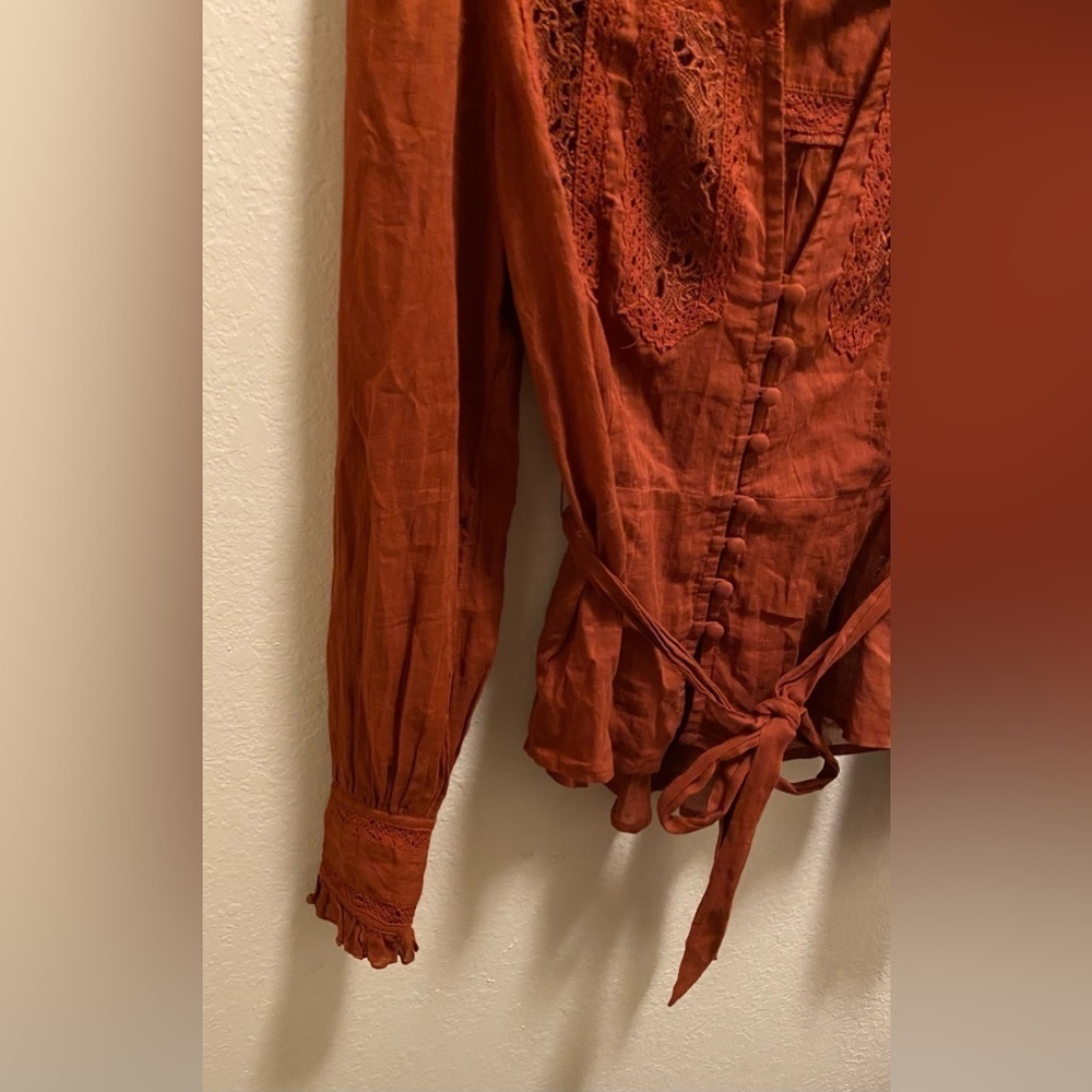 Free People Sweet Memories Lace Tie-Waist Blouse - Picture 7 of 11